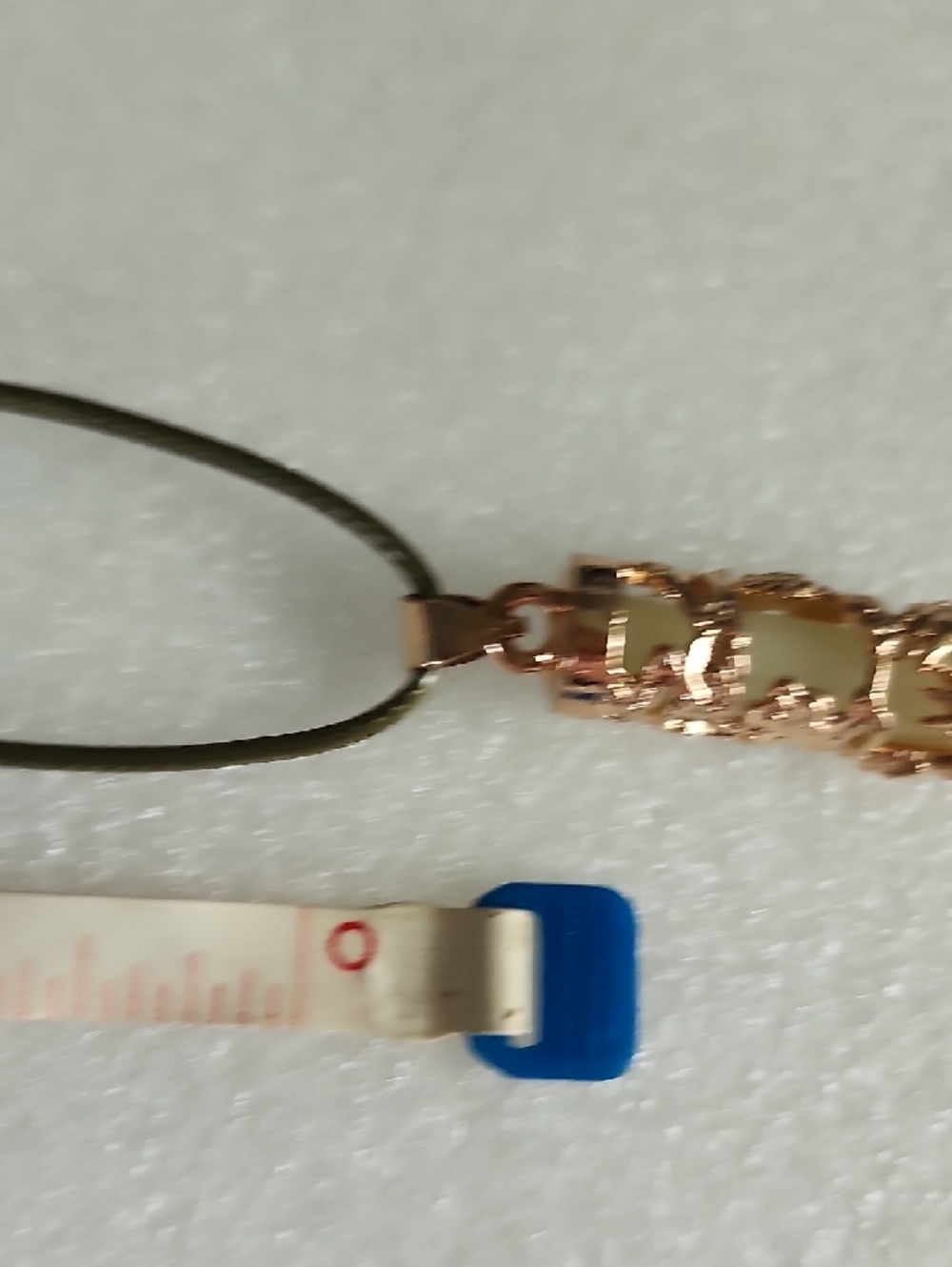 Rose Gold Dragon Filigree Cylinder Pendant Necklace in Cream - Picture 6 of 9